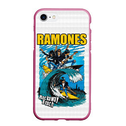 Чехол iPhone 7/8 матовый Ramones rock away beach, цвет: 3D-малиновый