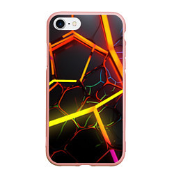 Чехол iPhone 7/8 матовый Неоновые трубки, цвет: 3D-светло-розовый