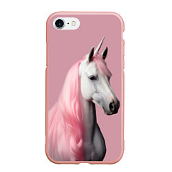 Чехол iPhone 7/8 матовый Единорог розовая грива, цвет: 3D-светло-розовый