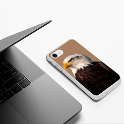 Чехол iPhone 7/8 матовый Белоголовый орлан птица, цвет: 3D-белый — фото 2