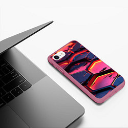 Чехол iPhone 7/8 матовый Розовые наносоты, цвет: 3D-малиновый — фото 2