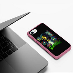 Чехол iPhone 7/8 матовый Zombie Simpsons, цвет: 3D-малиновый — фото 2