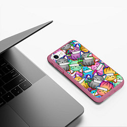 Чехол iPhone 7/8 матовый Перенаселение котиков, цвет: 3D-малиновый — фото 2