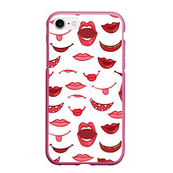 Чехол iPhone 7/8 матовый Сладкие губы, цвет: 3D-малиновый