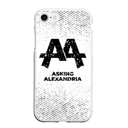 Чехол iPhone 7/8 матовый Asking Alexandria с потертостями на светлом фоне, цвет: 3D-белый