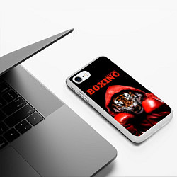 Чехол iPhone 7/8 матовый Boxing tiger, цвет: 3D-белый — фото 2