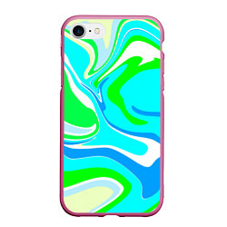 Чехол iPhone 7/8 матовый Абстракция сине-зеленая, цвет: 3D-малиновый