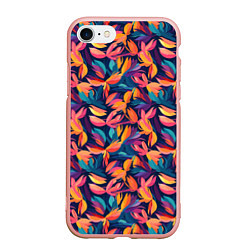 Чехол iPhone 7/8 матовый Россыпь разноцветных лепестков, цвет: 3D-светло-розовый