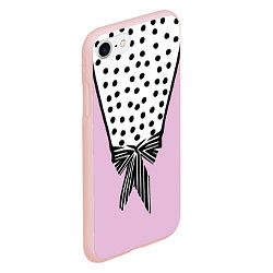 Чехол iPhone 7/8 матовый Костюм Барби: черный горох с полосатым бантом, цвет: 3D-светло-розовый — фото 2