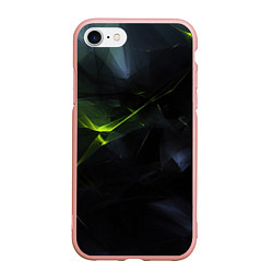 Чехол iPhone 7/8 матовый Black green elements, цвет: 3D-светло-розовый