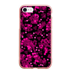 Чехол iPhone 7/8 матовый Красно розовые конфетти на черном, цвет: 3D-светло-розовый