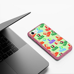 Чехол iPhone 7/8 матовый Валерия - разноцветный текст, цвет: 3D-малиновый — фото 2