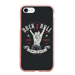 Чехол iPhone 7/8 матовый Rock and roll - жест козы, цвет: 3D-светло-розовый