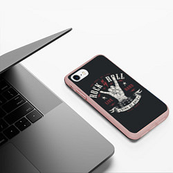 Чехол iPhone 7/8 матовый Rock and roll - жест козы, цвет: 3D-светло-розовый — фото 2