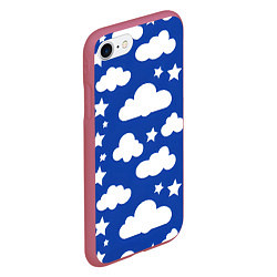 Чехол iPhone 7/8 матовый Облака и звёздочки, цвет: 3D-малиновый — фото 2
