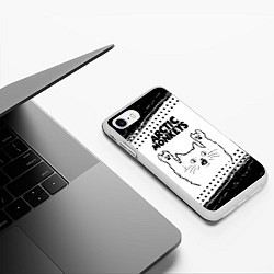 Чехол iPhone 7/8 матовый Arctic Monkeys рок кот на светлом фоне, цвет: 3D-белый — фото 2