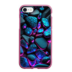 Чехол iPhone 7/8 матовый Неоновые камни, цвет: 3D-малиновый