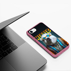 Чехол iPhone 7/8 матовый Хиппи белый медведь, цвет: 3D-малиновый — фото 2