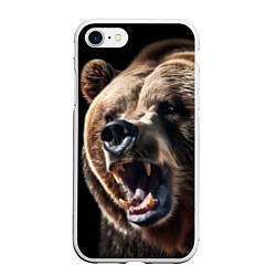 Чехол iPhone 7/8 матовый Бурый медведь рычит, цвет: 3D-белый