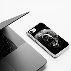 Чехол iPhone 7/8 матовый Агрессивный таежный медведь, цвет: 3D-белый — фото 2