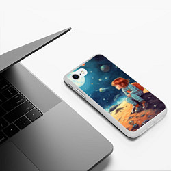 Чехол iPhone 7/8 матовый Космическая путешественница: арт нейросети, цвет: 3D-белый — фото 2