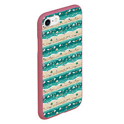 Чехол iPhone 7/8 матовый Ракушки и море, цвет: 3D-малиновый — фото 2