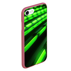 Чехол iPhone 7/8 матовый Green neon abstract, цвет: 3D-малиновый — фото 2
