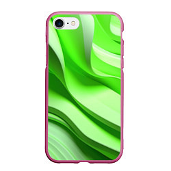 Чехол iPhone 7/8 матовый Светлые зеленые волны, цвет: 3D-малиновый