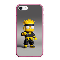 Чехол iPhone 7/8 матовый Bart Simpson - ninja - Japan, цвет: 3D-малиновый