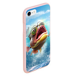 Чехол iPhone 7/8 матовый Карп выпрыгивающий из воды, цвет: 3D-светло-розовый — фото 2