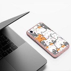 Чехол iPhone 7/8 матовый Семья котиков, цвет: 3D-светло-розовый — фото 2