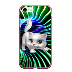 Чехол iPhone 7/8 матовый Милая кошечка в космическом портале, цвет: 3D-малиновый