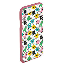 Чехол iPhone 7/8 матовый Весёлые монстры, цвет: 3D-малиновый — фото 2