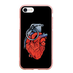 Чехол iPhone 7/8 матовый Сердце гараната, цвет: 3D-светло-розовый