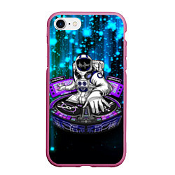 Чехол iPhone 7/8 матовый Space DJ - neon starfall, цвет: 3D-малиновый