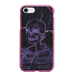 Чехол iPhone 7/8 матовый Неоновый скелет и молнии, цвет: 3D-малиновый
