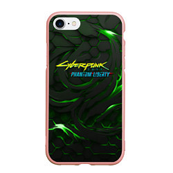 Чехол iPhone 7/8 матовый Cyberpunk 2077 phantom liberty green, цвет: 3D-светло-розовый
