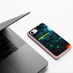 Чехол iPhone 7/8 матовый Cyberpunk 2077 phantom liberty logo, цвет: 3D-светло-розовый — фото 2