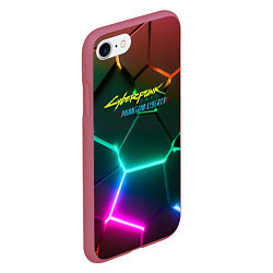 Чехол iPhone 7/8 матовый Cyberpunk 2077 phantom liberty logo neon, цвет: 3D-малиновый — фото 2