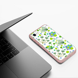 Чехол iPhone 7/8 матовый Green bloom, цвет: 3D-светло-розовый — фото 2