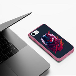 Чехол iPhone 7/8 матовый Лис ниндзя от нейросети, цвет: 3D-малиновый — фото 2