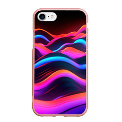 Чехол iPhone 7/8 матовый Неоновые фиолетовые волны, цвет: 3D-светло-розовый