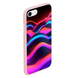 Чехол iPhone 7/8 матовый Неоновые фиолетовые волны, цвет: 3D-светло-розовый — фото 2