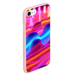 Чехол iPhone 7/8 матовый Неоновые объемные волны, цвет: 3D-светло-розовый — фото 2