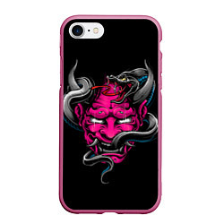 Чехол iPhone 7/8 матовый Demon with snake, цвет: 3D-малиновый