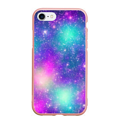 Чехол iPhone 7/8 матовый Яркий розово-голубой космос, цвет: 3D-светло-розовый
