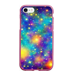 Чехол iPhone 7/8 матовый Звездный космос, сияющий волшебством, цвет: 3D-малиновый