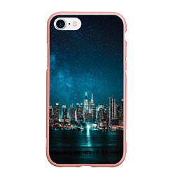 Чехол iPhone 7/8 матовый Большой город в звездах, цвет: 3D-светло-розовый