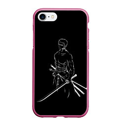 Чехол iPhone 7/8 матовый Roronoa Zoro - One Piece, цвет: 3D-малиновый