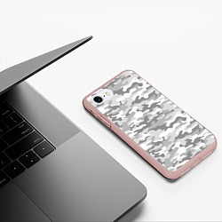 Чехол iPhone 7/8 матовый Камуфляж серый, цвет: 3D-светло-розовый — фото 2